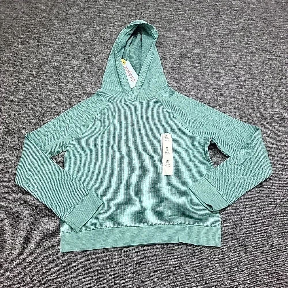 Kids Girls Long Sleeves Lightweight Pullover Hoodie Medium Size Ocean Green